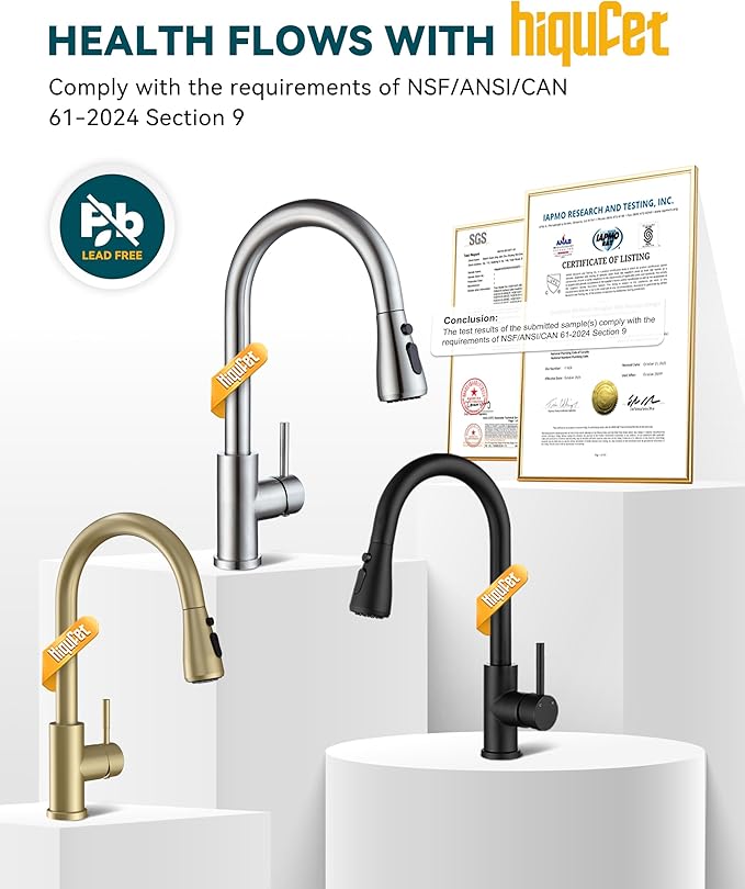 Hiqufet Kitchen Faucet with Pull Down Sprayer, Brushed Nickel High Arc Single Handle Kitchen Sink Faucet for Pot Filler, Stainless Steel Commercial Modern Rv Farmhouse Camper Laundry Bar Sink Faucets