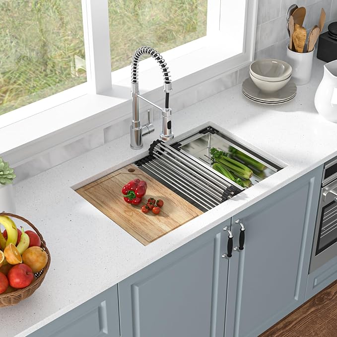 Undermount Kitchen Sink - 30 Inch Undermount Workstation Sink 16 Gauge Stainless Steel Kitchen sinks Handmade Round Corners Single Bowl 30''x19''x9''