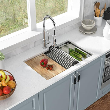 Undermount Kitchen Sink - 30 Inch Undermount Workstation Sink 16 Gauge Stainless Steel Kitchen sinks Handmade Round Corners Single Bowl 30''x19''x9''