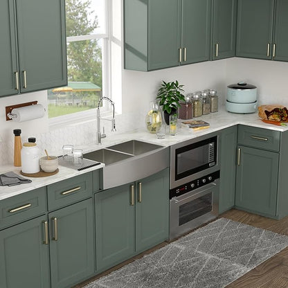 Logmey 36 In Farmhouse Apron Front Sink,50/50 Double Bowl 16 Gauge Stainless Steel,36x20x9 Sink for Farmhouse/Rustic Home,Perfect for Food Prep & Dish Washing