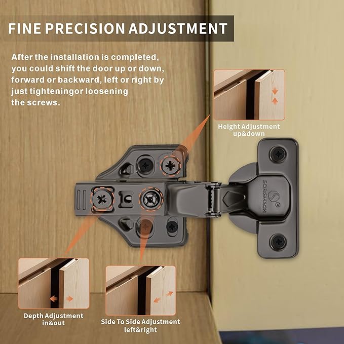 10 Pack Inset Overlay Soft Close Cabinet Hinges 105° Frameless 3 Way Adjustable Soft Close Hinges for Cabinet Doors Kitchen Cabinet Door Hinges with Screws