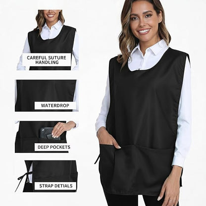 Xeoxarel Unisex Cobbler Apron with 3 Pockets, Adjustable Drawstring Waist, Professional Lightweight for Kitchen Salon Garden