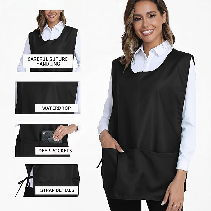 Xeoxarel Unisex Cobbler Apron with 3 Pockets, Adjustable Drawstring Waist, Professional Lightweight for Kitchen Salon Garden