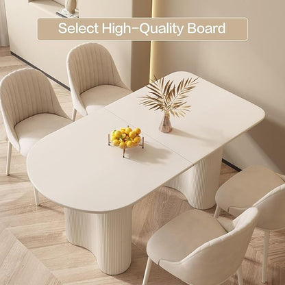 Guyii 55.11" Dining Table, Modern Kitchen Table for 6 People, Indoor Dining Table for Kitchen, Bar, Living Room, Small Space, White, Table Only