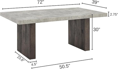 Roundhill Furniture Sorlen Modern 72" Dining Table with 3D Faux Concrete Top