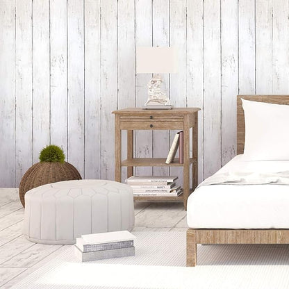 CiCiwind 118” x17.7” Wood Wallpaper Peel and Stick White Wood Wall Paper for Bathroom Bedroom Removable Waterproof Self-Adhesive Wallpaper Shiplap Contact Paper Decoral Laundry Room Vinyl Film