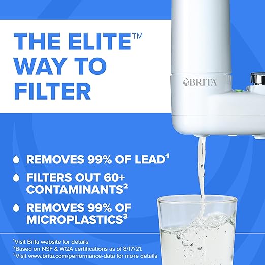 Brita Faucet Mount Water Filter System, White, No-Wait Filtration, Easy Install, Multi-Use Tap Water Filter for Kitchens, Bathrooms & Small Spaces