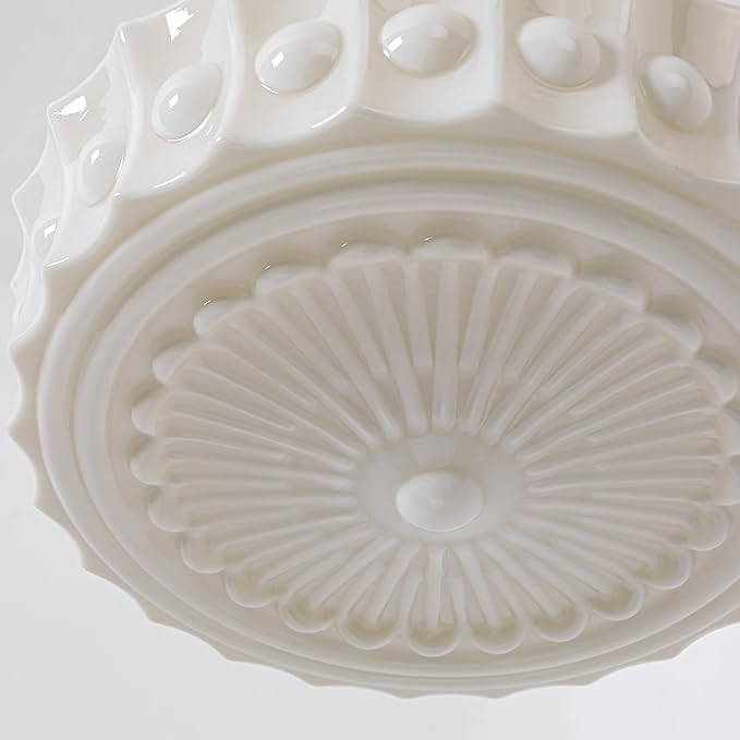 Milk Glass Pendant Light, 14" Mid Century Modern Schoolhouse Hanging Ceiling Light Fixture, Vintage Chandelier for Bedroom, Dining Room,Hallway,Kitchen Island, 4*G9 Dimmable Bulbs Included, 3000K