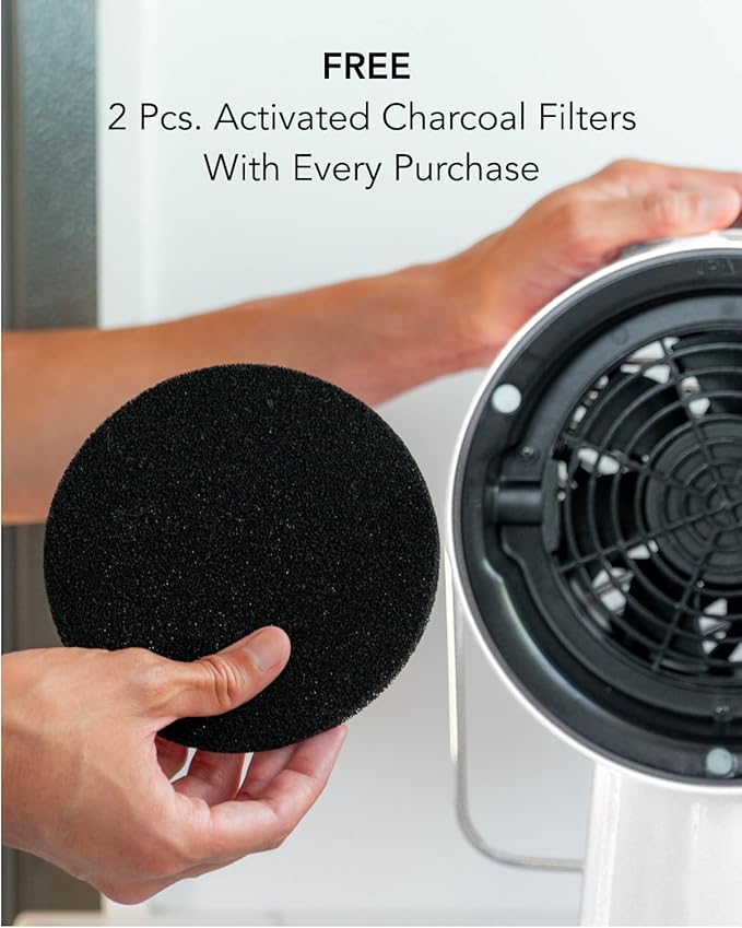 AirHood Wired Range Hood | Portable Kitchen Exhaust Fan with 2 Activated Charcoal Air Filter & Stainless-steel Oil Filter | Easy to Clean - Ideal for Indoor Cooktop Use (Ivory White)