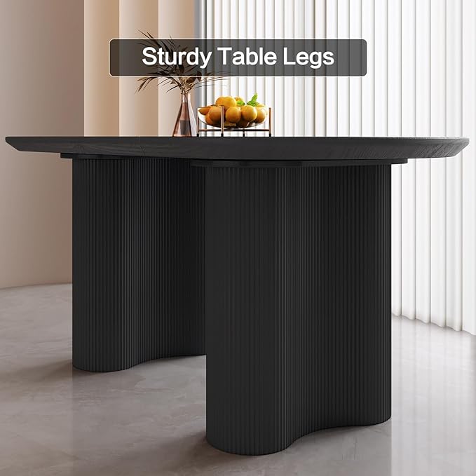 Dining Table Set for 6, Modern Kitchen Table with 6 Chairs, Dining Room Table Set for Kitchen,Dining Room,Home & Office (55.11" Black Table with 6 Chairs)
