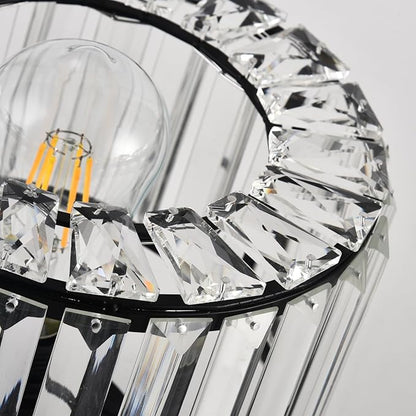 Black Crystal Semi Flush Mount Ceiling Light, Modern Chandelier, 9.06" Diameter, 7.28" Height, Bedroom, Dining Room, Kitchen