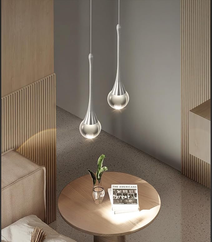 Modern Pendant Light LED Crystal Chandelier for Kitchen Island Dimmable Crystal Pendant Lighting for Dining Room Bedroom Silver