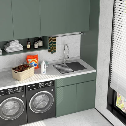 Logmey 25x22 Drop in Laundry Sink 25 Inch Laundry Room 12" Deep Sinks Handmade 16 Gauge Heavy Duty Stainless Steel Large Capacity Utility Washing Tub for Home & Commercial Use