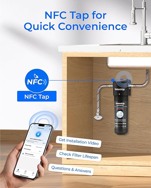 Waterdrop 10UA Under Sink Water Filter System, Reduces PFAS, PFOA/PFOS, Lead, Chlorine, Bad Taste & Odor, Under Counter Water Filter Connects Directly to Your Faucet, NSF/ANSI 42 Certified, 1 Year
