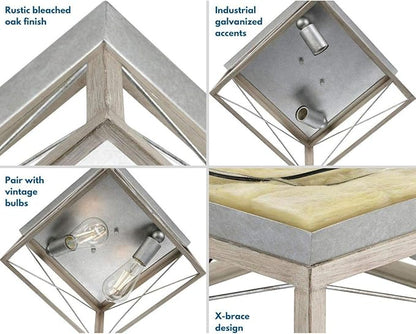 Progress Lighting Briarwood Collection 2-Light Ceiling Light, Flush Mount Ceiling Light Fixture for Interior Kitchen Lights, Hallway, Bedroom, Living Room, 12-Inch by 6-Inch, Galvanized Finish
