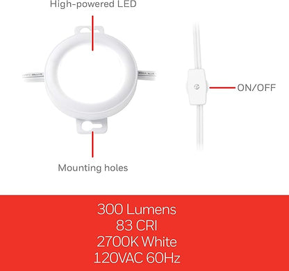 UltraPro LED Puck Lights, 3 Pucks, Under Cabinet Lighting, 2700K Warm White, 385 Lumens, Kitchen, Counter, Plug-in, Wired, Pre-Linked, 45415