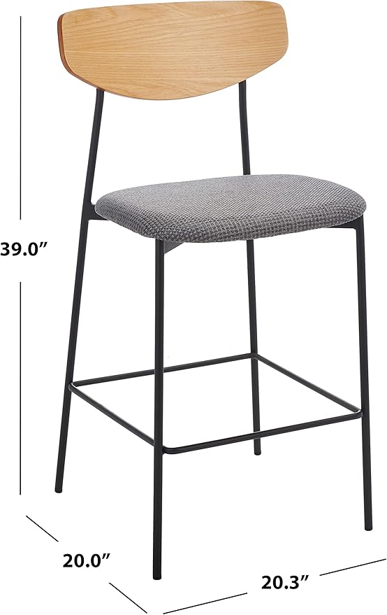 SAFAVIEH Home Collection Ryker Oak/Grey 26-inch Kitchen Island Breakfast Nook Counter Stool (Fully Assembled)