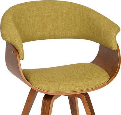 Armen Living Summer Modern Chair in Green Fabric and Walnut Wood - Set of 4