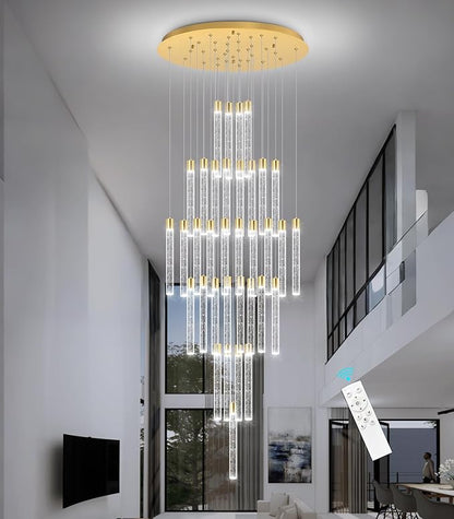 35-Light Long Large Modern Led Crystal Chandeliers Modern Spiral Chandeliers High Ceilings Chandelier for Staircase Foyer Gold