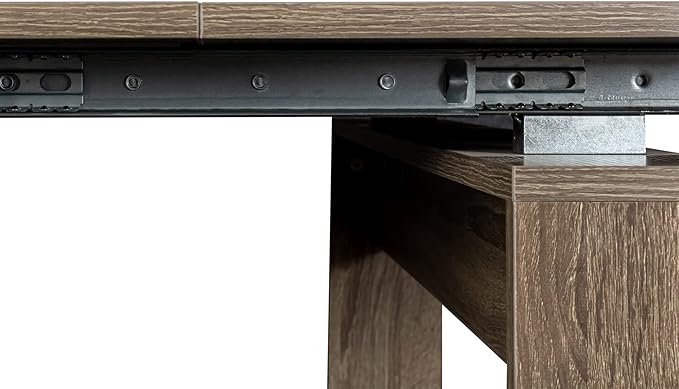 Pvillez Modern Expandable Dining Table - 118.5" Rectangle with Oak Pedestal & Leaf Extension for 8-12 Persons