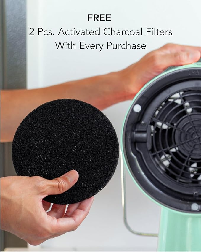 AirHood Wired Range Hood | Portable Kitchen Exhaust Fan with 2 Activated Charcoal Air Filter & Stainless-steel Oil Filter | Easy to Clean - Ideal for Indoor Cooktop Use (Mint Green)