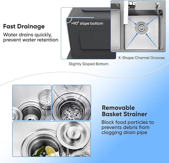 32" x 18" Drop-in/Topmount Double Bowl Kitchen Sink, Nano-Coated 304 Stainless Steel Kitchen Sink with Drain and Overflow