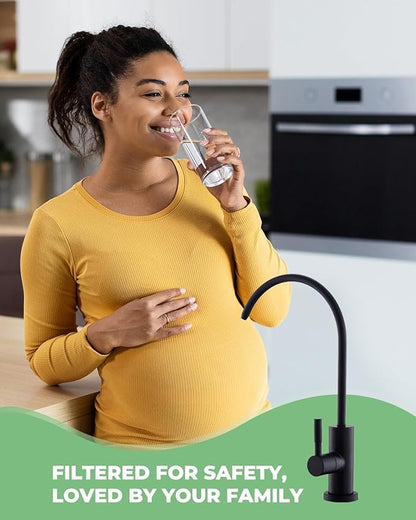 Drinking Water Faucets for Kitchen Sink, Matte Black Water Filter Faucet for Reverse Osmosis or Water Filtration System, RO Bar Sink Faucet, Stainless Steel