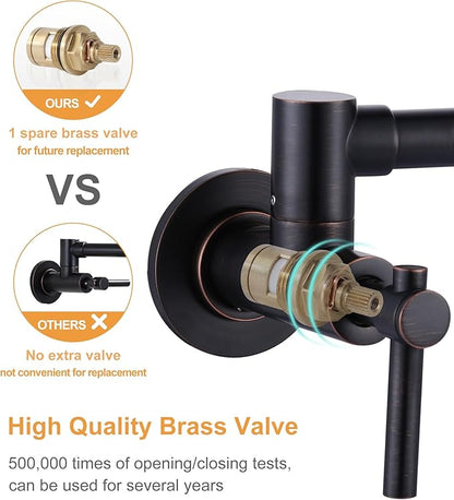 Pot Filler Faucet Wall Mount Brass Faucets Kitchen Double Handle Oil Rubbed Bronze Folding Kitchen Faucet Stretchable Double Joint Swing Arm Copper Single Hole Faucet