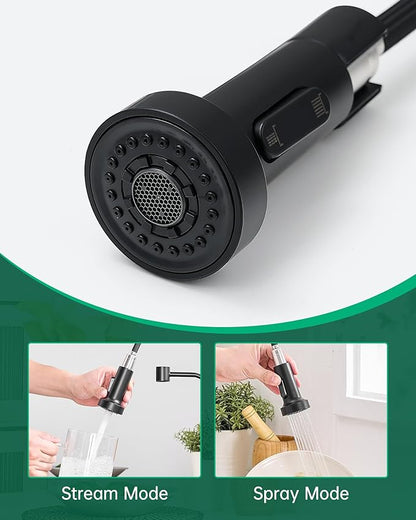 AIMADI Black Kitchen Faucet with Soap Dispenser and Pull Down Sprayer, Matte Black Commercial Spring Single Handle Stainless Steel Sink Faucet for Farmhouse Camper Laundry Rv Bar