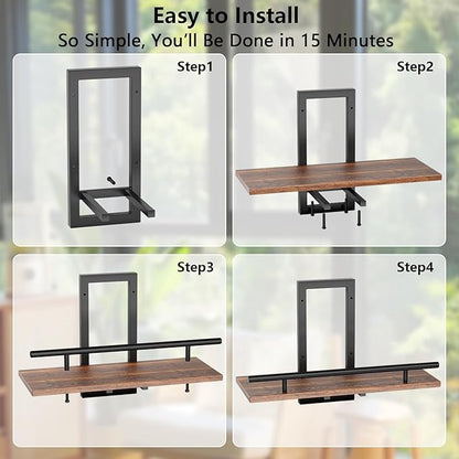 Sbosbo Floating Shelves for Wall to Hold Plants and Small Decor, 15.8 Inch Wall Mounted Shelves Set of 3, Easy to Mount Book Shelf for Bedroom, Living Room, Bathroom, Kitchen, Rustic Brown