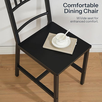 HOOBRO Dining Chairs Set of 2, Wooden Kitchen Chairs with Metal Frame, Industrial Dining Chairs with Back, Easy to Assemble, Farmhouse Dining Chairs for Living Room, Black BB39CD01