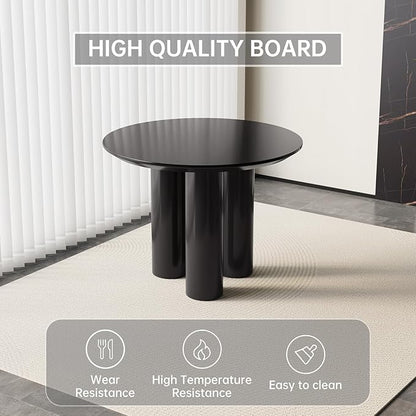 Guyii 39.37" Black Dining Table, Modern Round Kitchen Table, Small Indoor End Table for Kitchen, Bar, Living Room, Small Space, Easy Assembly, Table Only