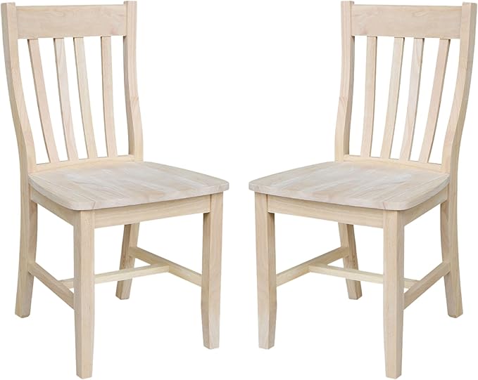 International Concepts Cafe Dining Chairs, Solid Parawood, Unfinished (Set of 2)
