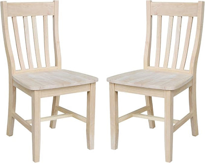 International Concepts Cafe Dining Chairs, Solid Parawood, Unfinished (Set of 2)