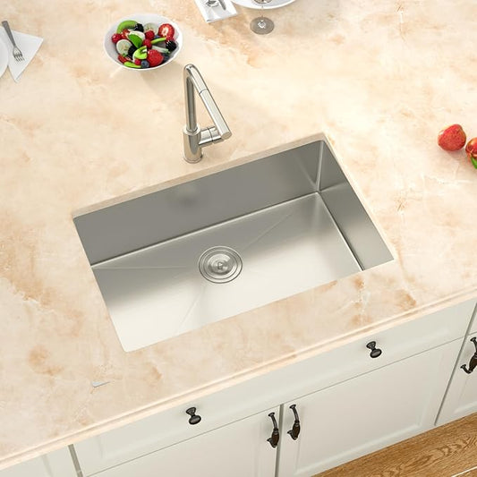 30 Inch Undermount Kitchen Sink -30x18x9 Stainless Steel Sinks Single Bowl kitchen sinks 304 18 Gauge 9" Deep Basin