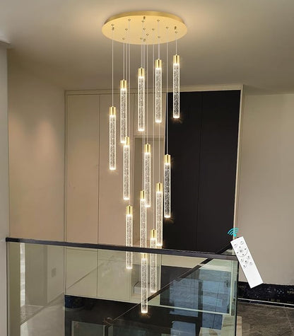 13-Light Long Large Modern Led Crystal Chandeliers Modern Spiral Chandeliers High Ceilings Chandelier for Staircase Foyer Gold