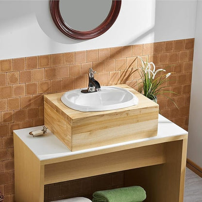 BWE Waterfall Bathroom Faucet Single Hole Oil Rubbed Bronze with Brushed Nickel for Bathroom Sink Farmhouse Single Handle Vanity Faucets Lavatory Mixer Tap