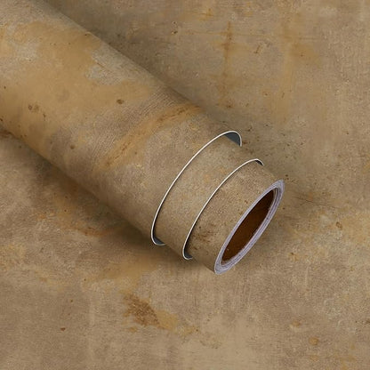 VaryStyle 15.7"x393" Luxury Brown Concrete Wallpaper Peel and Stick Thick Industrial Concrete Contact Paper for Walls Vinyl Roll Removable Waterproof Faux Cement Wallpaper for Bathroom Living Room