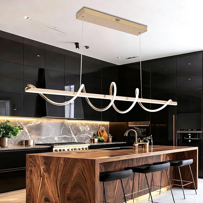Led Pendant Light for Kitchen Island Lighting Dimmable 47.20" Twist Design Modern Led Chandelier 3000K-6500K