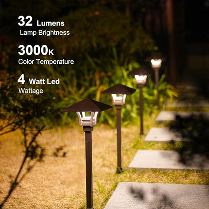 GOODSMANN Landscape Lighting Low Voltage Landscape Path Lights Oil Rubbed Bronze 8PK Path Lights Low Voltage 4W LED 32 Lumen 3000K Warm White with Cable Connectors