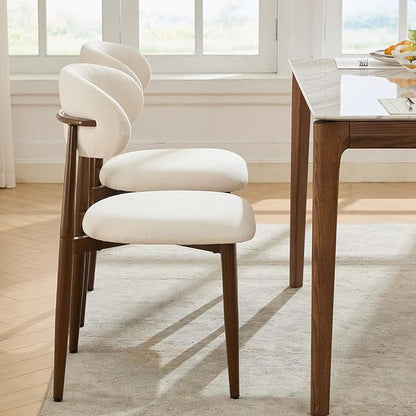 UVV Dining Chairs Set of 6, Metal Kitchen Chairs with Modern Fabric Upholstered for Dining Room, Beige