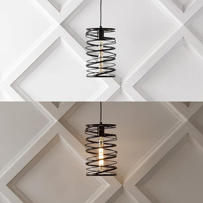 JONATHAN Y 7.25" Oil Rubbed Bronze Modern Iron Spiral LED Pendant Light for Kitchen Island, Glam Hanging Ceiling Fixture for Bedroom Dining Room, Metal Painting Shade, LED Bulb Included (JYL7910B)