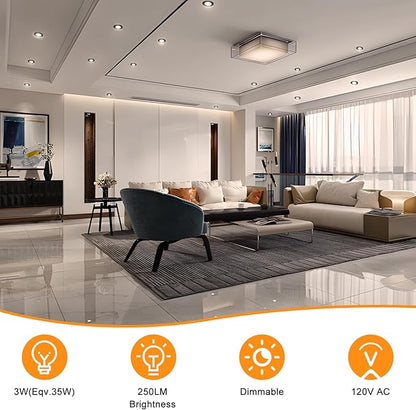 YGS-Tech 2 Inch LED Recessed Lighting, Dimmable Downlight 3W(35W Halogen Equivalent), CRI80, 3000K Warm White Ceiling Light with LED Driver(16 Pack)