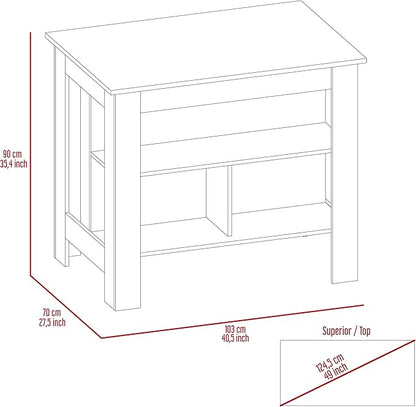 GOWE Rockaway 3-Shelf Kitchen Island Dark Brown and Onix