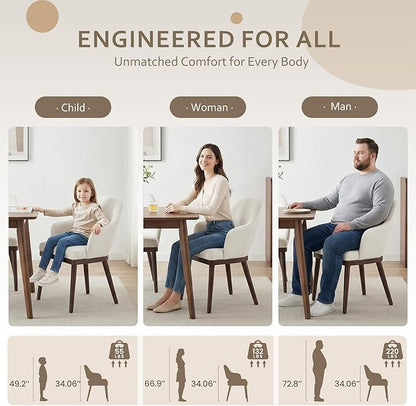MALOL Wooden Dining Chairs Set of 2, Modern Fabric Upholstered Dining Room Chair, Kitchen Side Chairs, Farmhouse Dinner Chair with Open Back for Kitchen, Beige