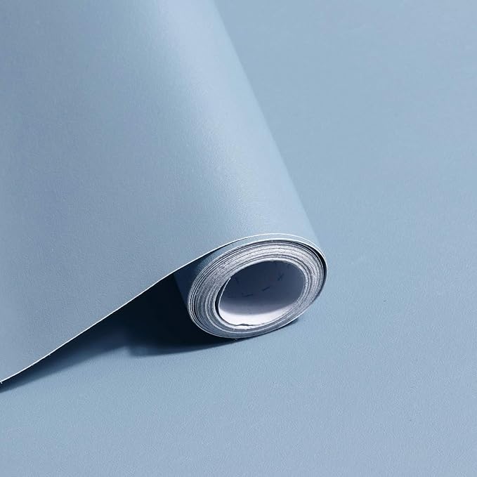 Safiyya Blue Peel and Stick Wallpaper Grey Blue Contact Paper Decorative Waterpoof Wallpaper Self Adhesive Contact Paper Vinyl Rolls for Wall 118"x17.7"