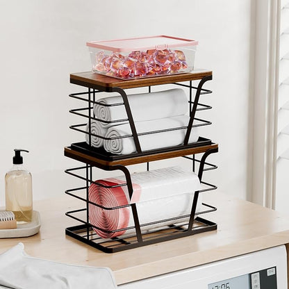 TIDIIABODE 2 Pack Stackable Kitchen Organization,Counter Organizers and Pantry Organization for Home and Kitchen,Trash Bag Organizer Under Sink,Brown