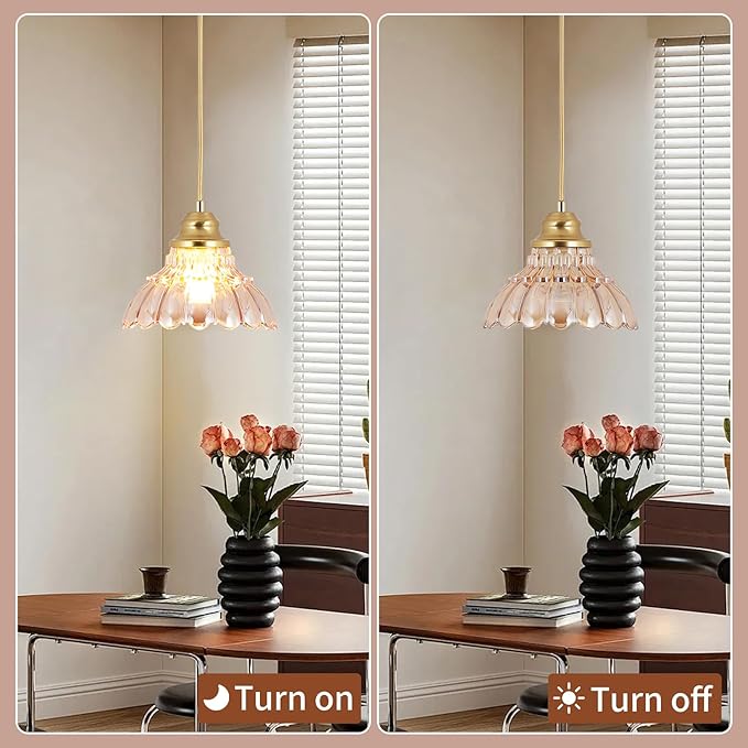 Vintage Pendant Lights Kitchen Island,Gold Pendant Light with Amber Glass Lampshade,Adjustable Hanging Light Fixture for Dining Room,Mini Chandeliers for Kitchen,Bedroom,Bathroom,Hallway