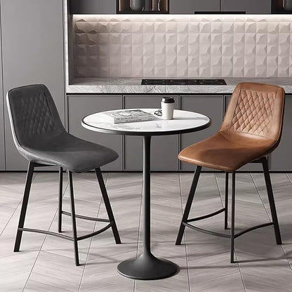 Faux Leather Counter Height Stools with Back, Upholstered Chairs for Kitchen Island Dining,Grey-Sitting Height 60cm