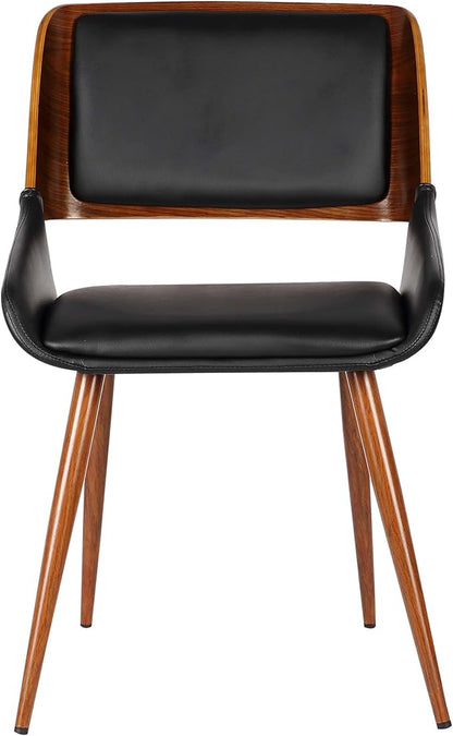 Armen Living Panda Dining Chair, Single, Black Faux Leather/Walnut